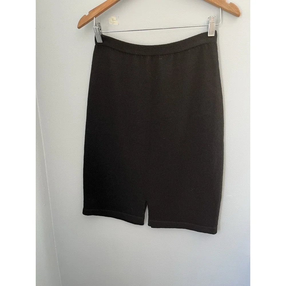 Helen HSU Women's Skirt Size L Black‎ Knit Stretch Knee Length Pull On Pencil